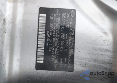 2012 Hyundai Elantra Gls из США, поврежденный, VIN 5NPDH4AE1CH141114